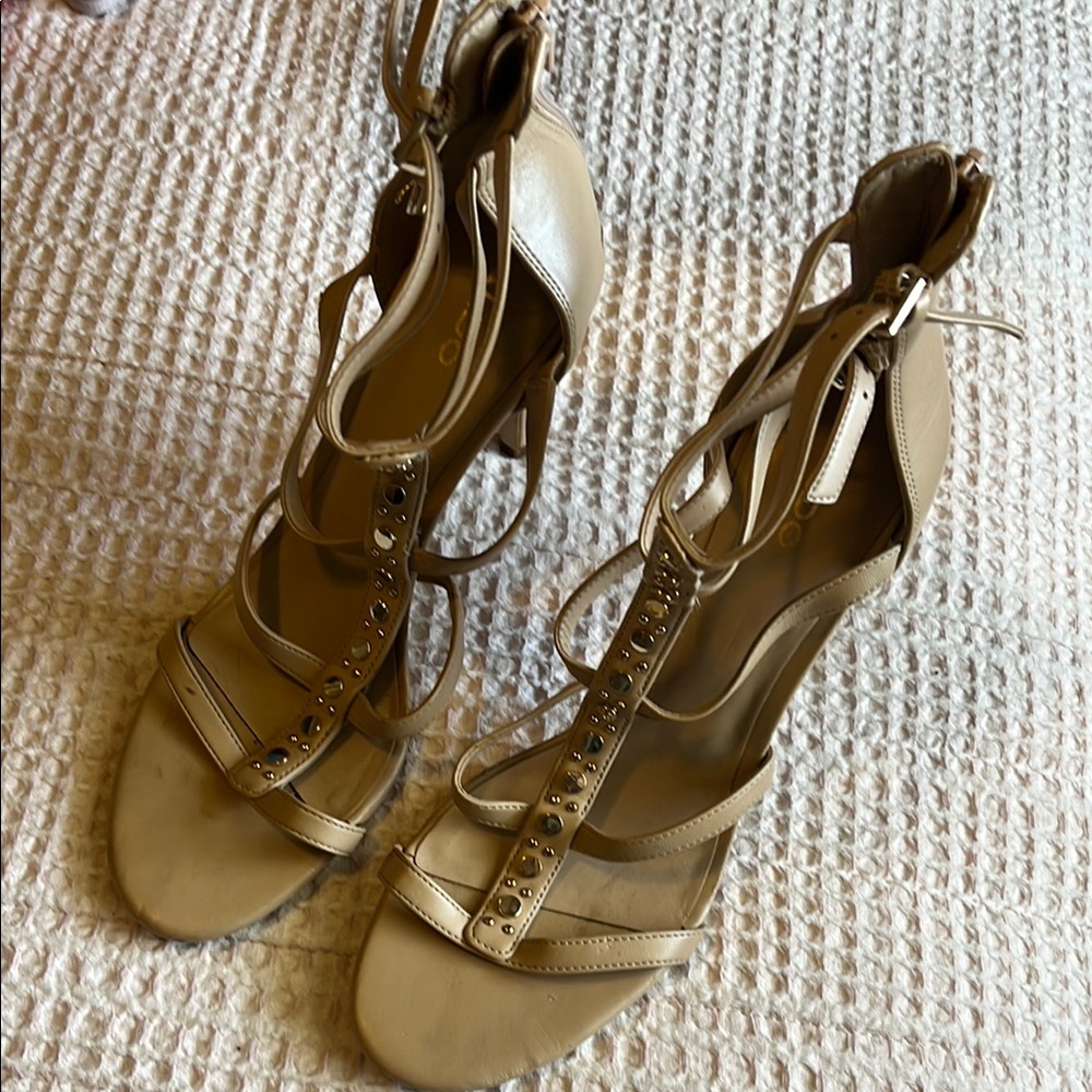 Elegant Beige Strappy Heels